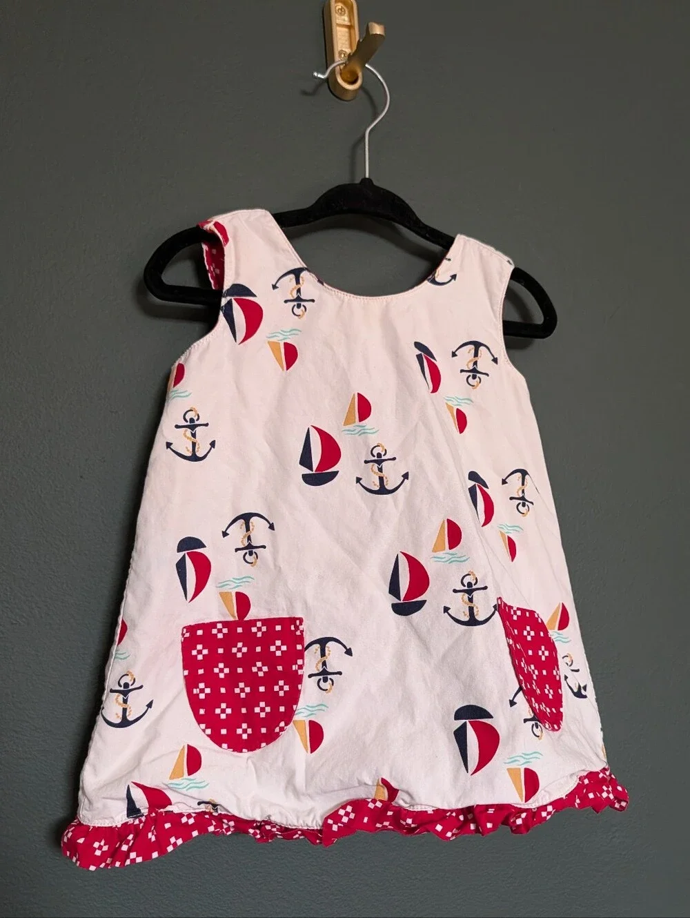 Hanna Andersson Girls' White Nautical Sailboat Pocket Dress And Matching Shorts